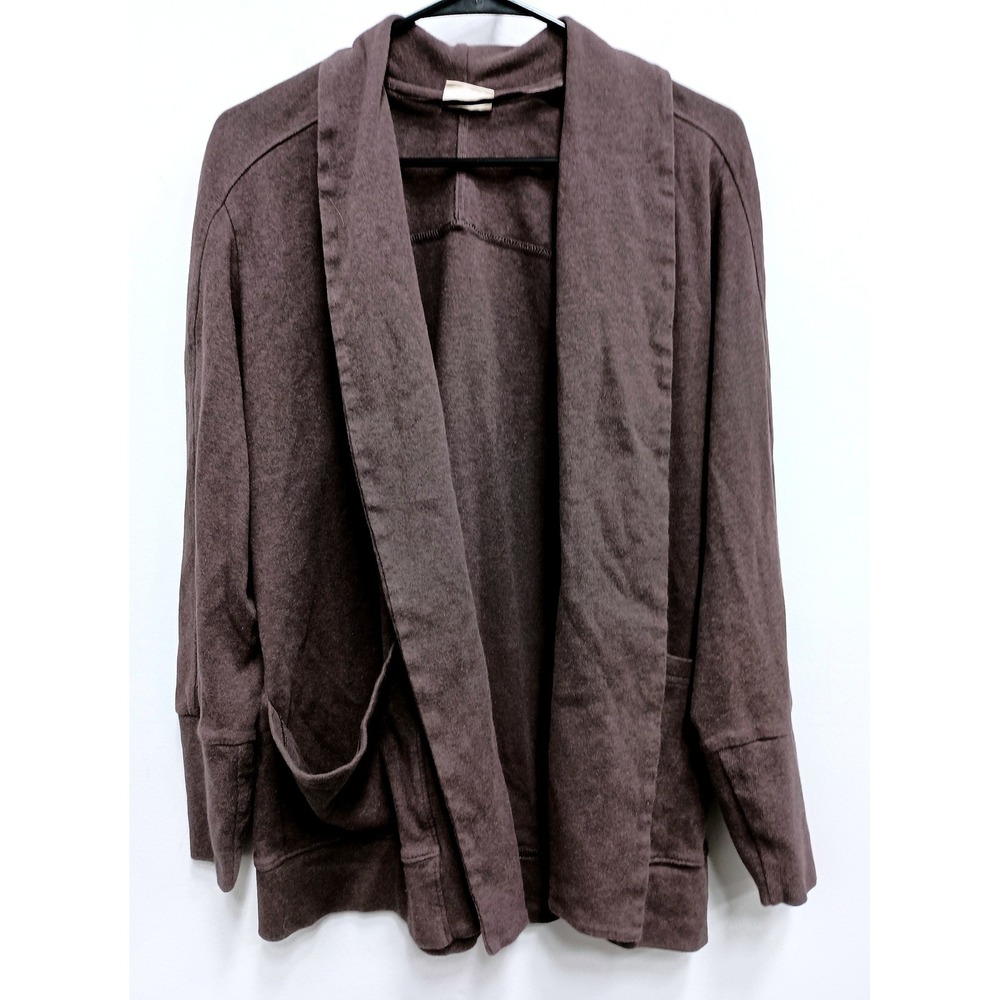 Pact Cardigan Sweater Womens Medium Brown Organic Cotton Open Minimalist